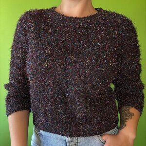 Sparkly festive holiday European sweater with metallic yarn / Medium Large